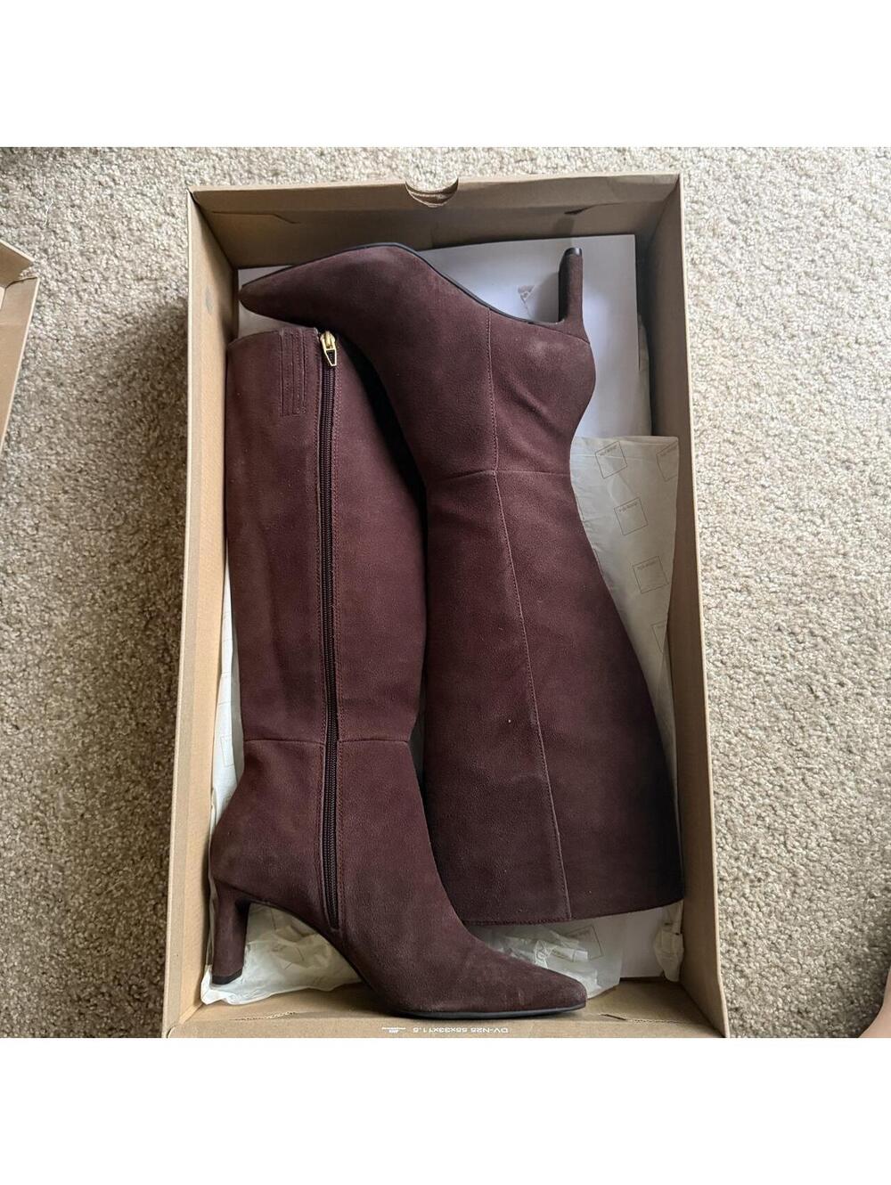 Dolce Vita Gabby Mahogany Suede Knee-High Heeled Boots | Size 7